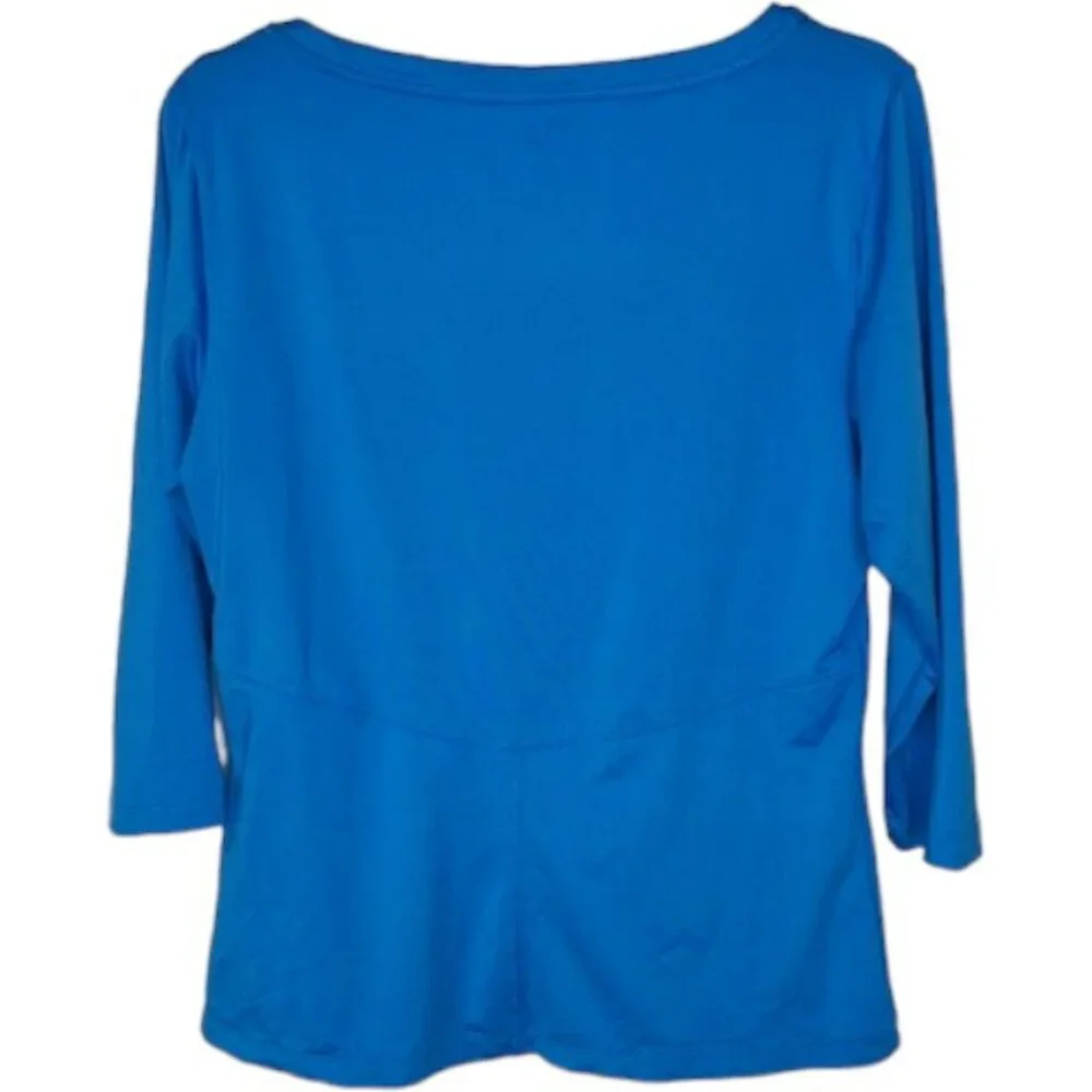 Nike Tennis Dri-Fit 3/4 Sleeve Stretch Top - Cerulean Blue - XL